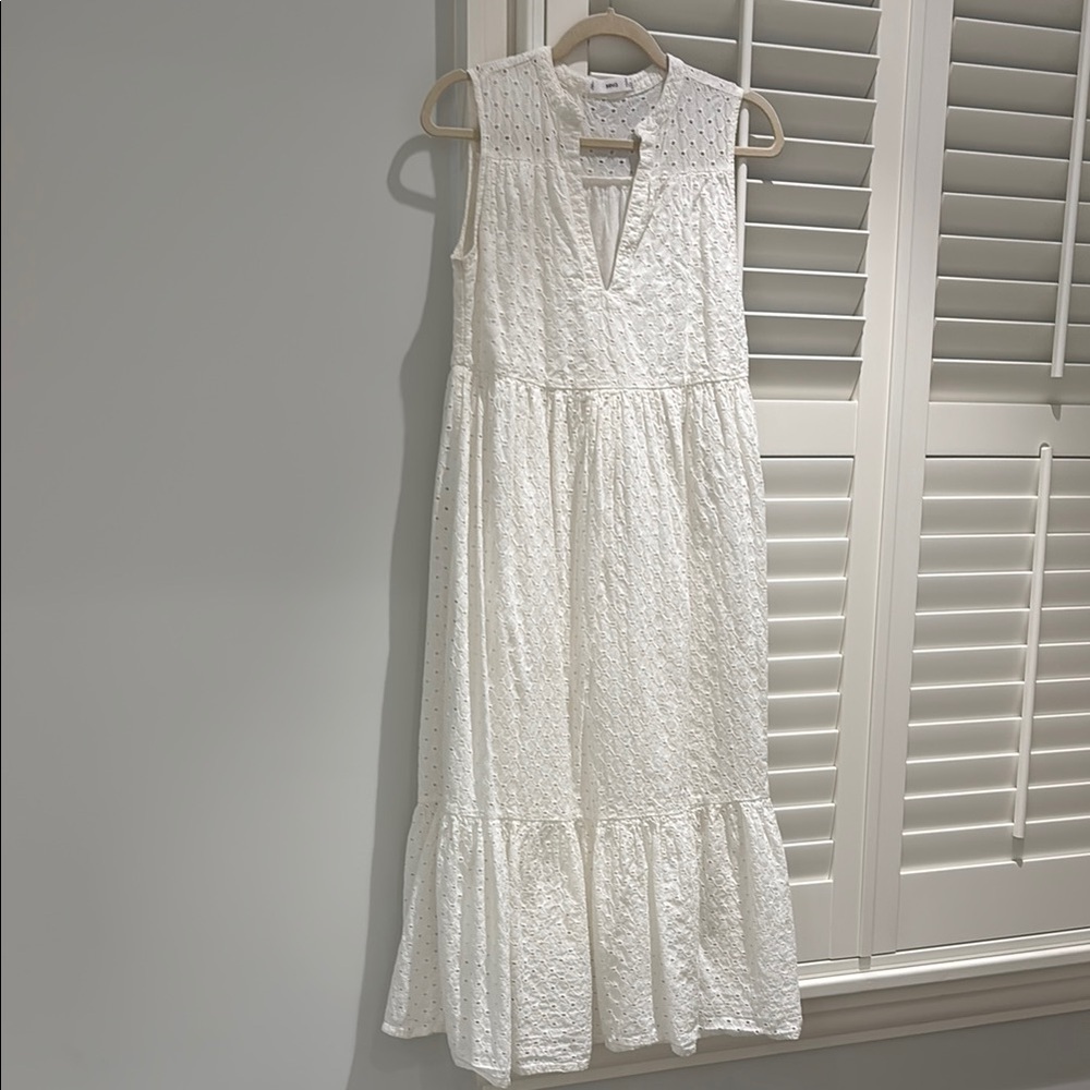 White Eyelet Sleeveless Dress